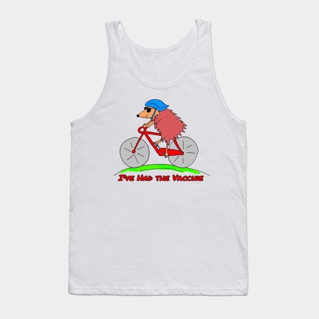 Vaccinated Cycling Hedgehog Tank Top by Michelle Le Grand